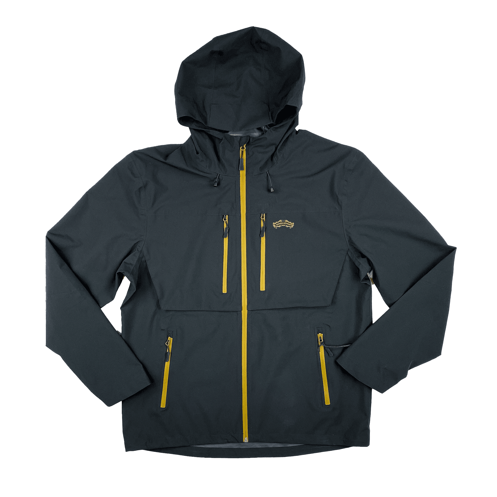 Sierra Nevada Brewing Co. Men's Rain Jacket - front view showing zipper and pockets